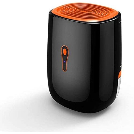Dezumidificator electric, anti-mucegai, functie uscare haine, absorbant umiditate, silentios, rezervor 0,8L, capacitate 300ml/24H, 22W, negru-portocaliu