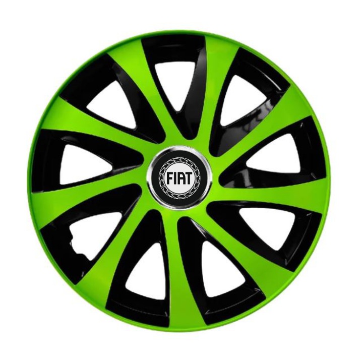 Set 4 capace roti Extra drift green R15 pentru gama auto Fiat