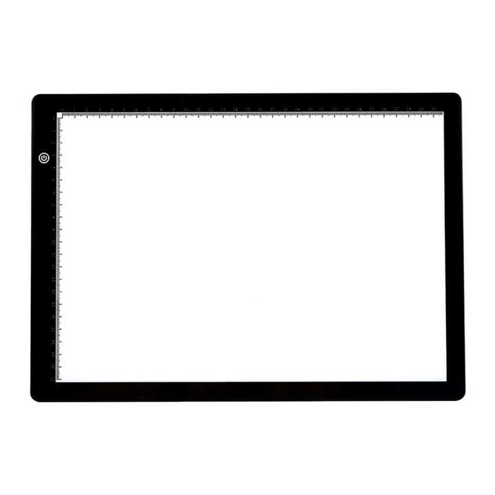 BOMSTOM A4-es LED grafikus tábla, USB, állítható fényerő, rajzoláshoz, vázlatokhoz vagy animációhoz, fekete