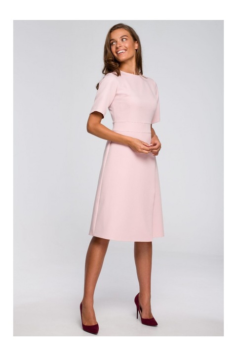 Style Női midi ruha Lyonete S240 púder rózsaszín, Rózsaszín, XL