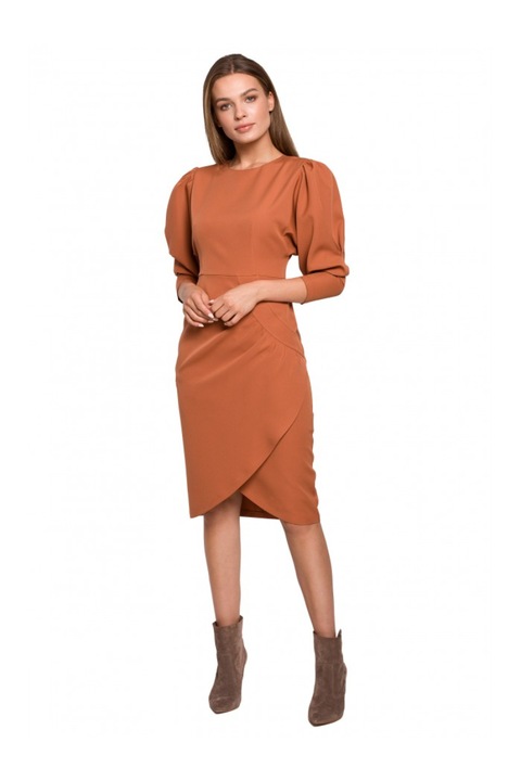 Дамска рокля, Стил, Полиестер/Еластан, Светлокафява, М