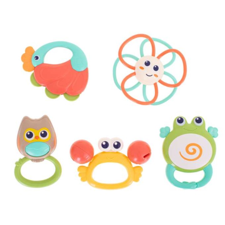 5 db-os fogzási játék készlet babáknak Hola Toys, In Animalute Orchestra Box, Multicolor, 14 x 14 x 11 cm