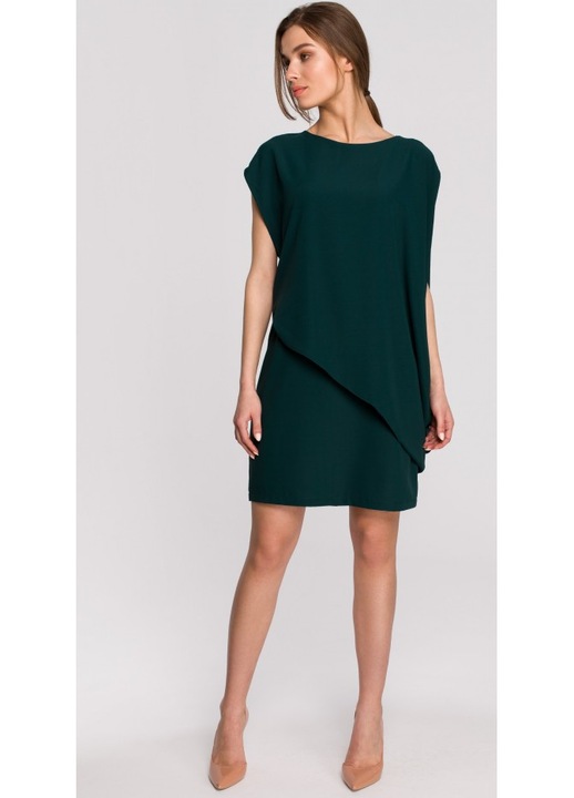Rochie stratificata, Style, Poliester/Elastan, Verde, S