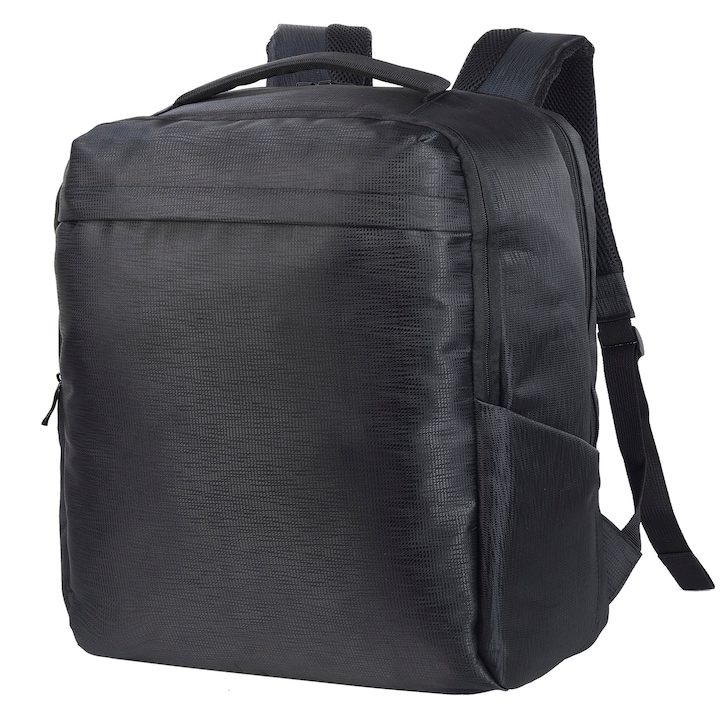 Elegáns hátizsák 15,6"-os laptophoz, kiváló minőségű, hordozó fogantyúval, Fekete, Űrtartalom 24 L, 30 x 46 x 17 cm