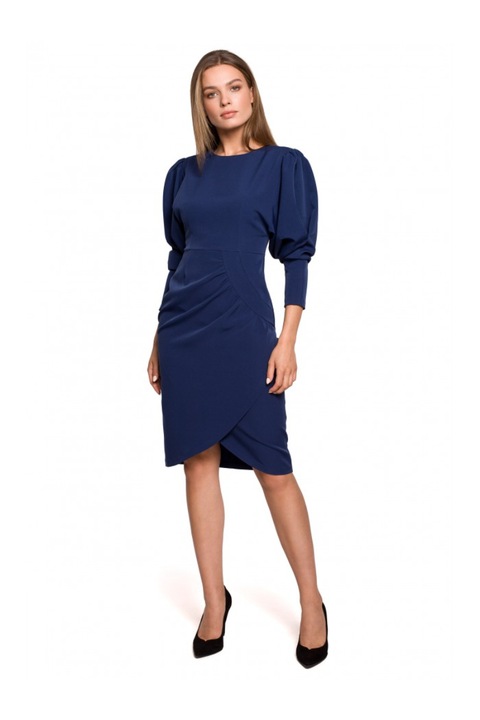 Дамска рокля, стил, полиестер/еластан, тъмносиня, 2XL