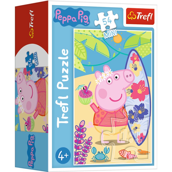 Mini puzzle Peppa malac a strandon, 54 db, Trefl