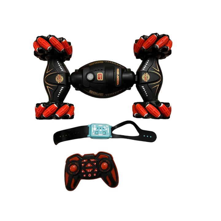 Masinuta Twist Air Gesture Car, Stunt Car, telecomanda 2.4 GHz, telecomanda ceas, control gestual, Rosu, 32/30