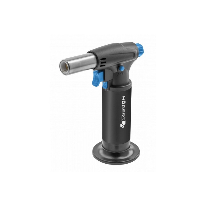 Hogert Technik Hordozható gázégő, 15 ml, állítható, fekete