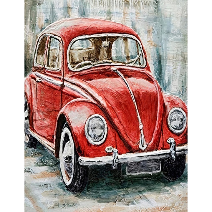 Gyémánt mozaik hímzés, Autó, DIY 5D, 30 x 40 cm, Többszínű, (modell 5D195)