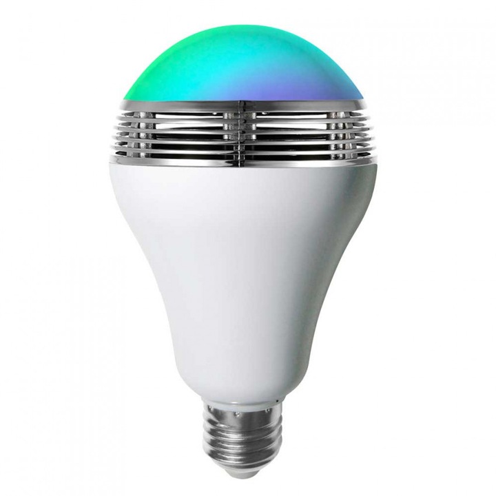 SMD izzó, 6W 350lm E27 4000k RGB SMD, Bluetooth, hangszóró és alkalmazásvezérléssel