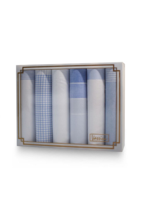 L19-26 Női textilzsebkendő 6db, díszdobozban LUX