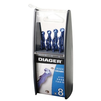 Trusa de burghie Diager, cu coada cilindrica pentru ceramica, 3-10, 8 piese Trusa de burghie Diager, cu coada cilindrica pentru ceramica, 3-10, 8 piese