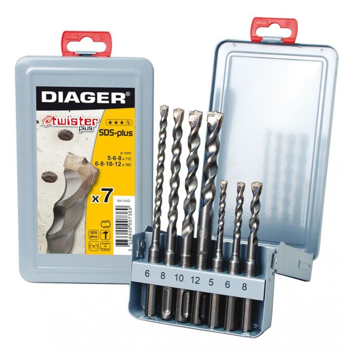 Trusa de burghie Diager SDS-plus, 5-12, 7 piese