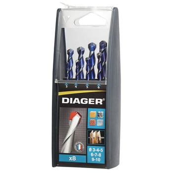 Trusa burghie Diager,cu coada cilindrica multimaterial, 3-10, 8 piese Trusa burghie Diager,cu coada cilindrica multimaterial, 3-10, 8 piese