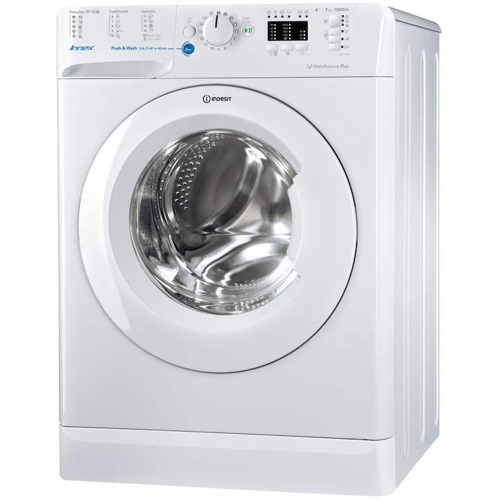 Masina de spalat rufe Slim Indesit BWSA 71052 W EU, 7 kg, 1000 rpm, Clasa A++, Alb