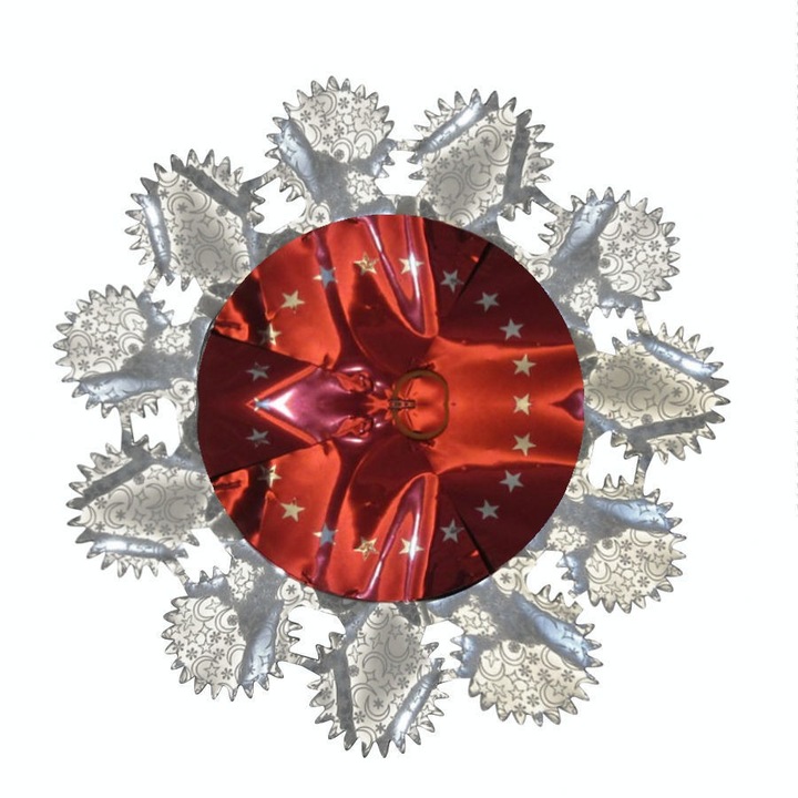 Beteala brad Craciun, rosu si argintiu, D 23,5 cm, lungime 2,4 m