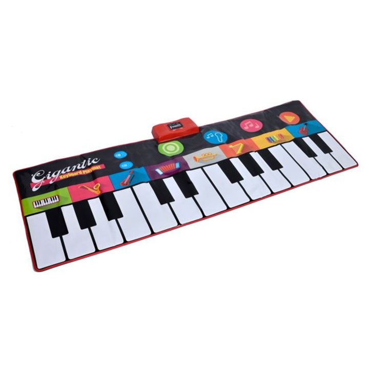 Játékzongora, zenélő szőnyeg, 4 funkciós, 24 billentyűs, 180x70 cm