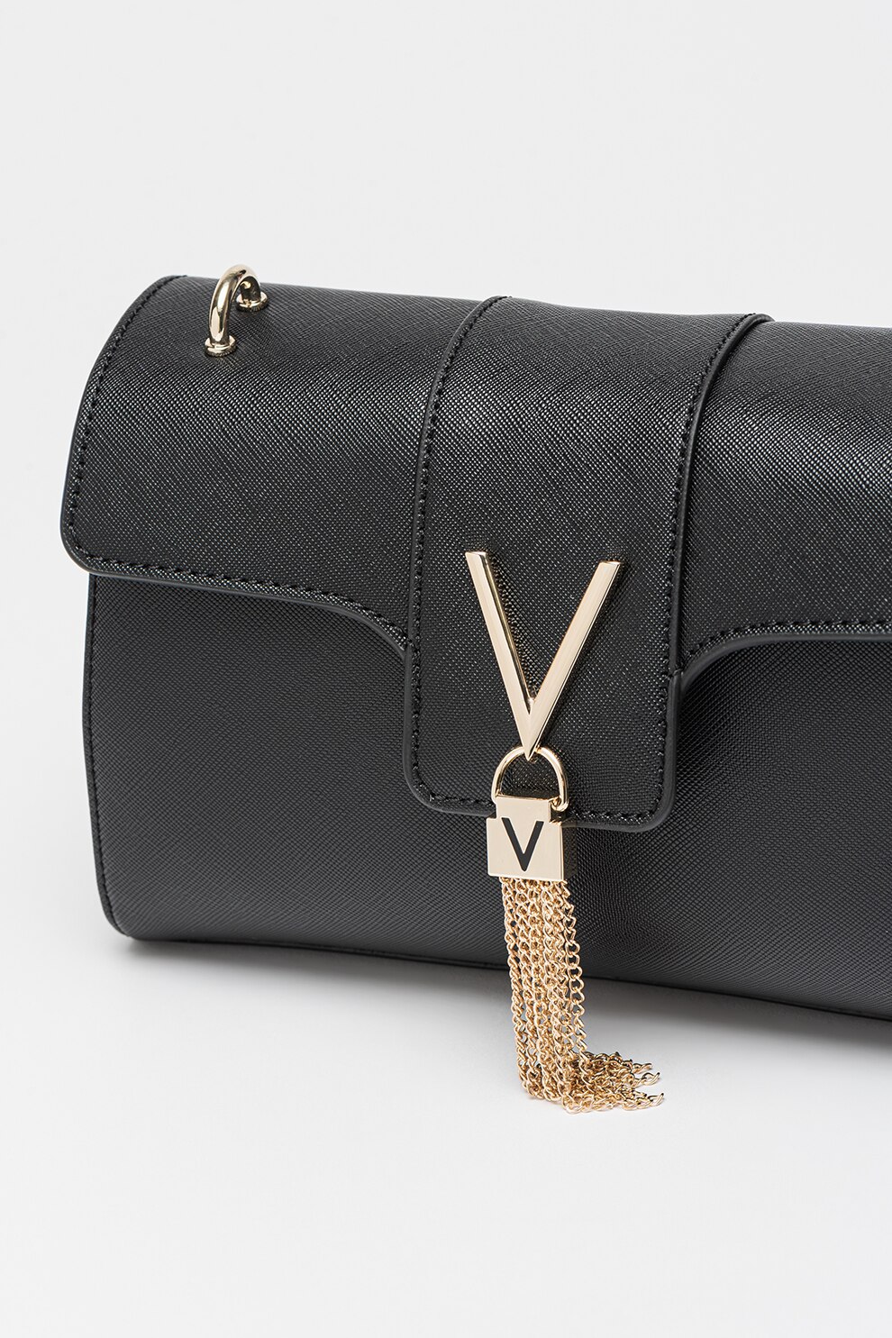 Valentino Bags, Geanta crossbody de piele ecologica cu aspect saffiano  Divina, Negru