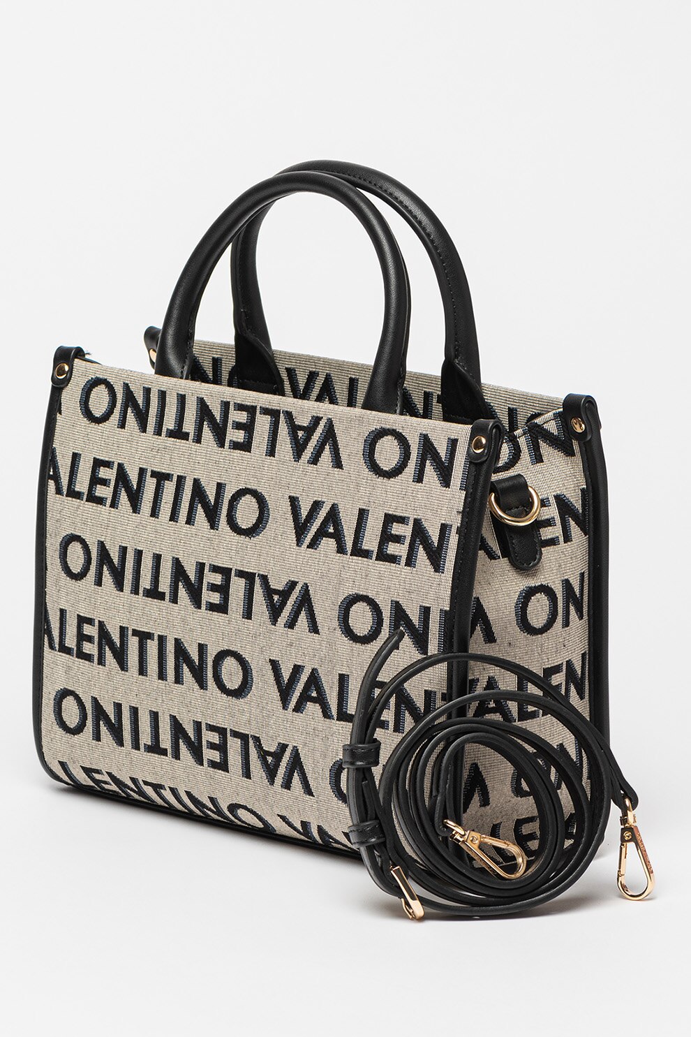 Valentino Bags August Small Tote Bag Polyester Beige/Black - Boros