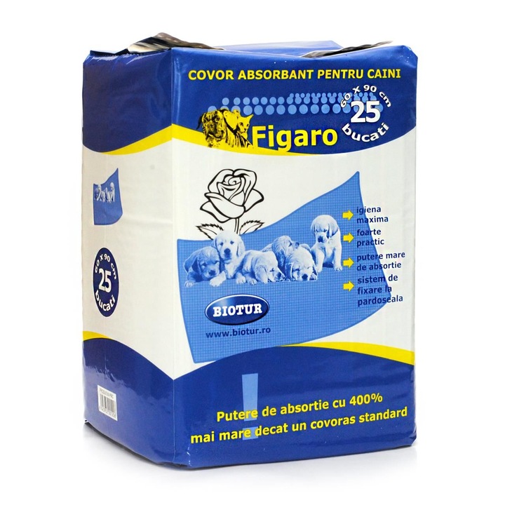 Covor absorbant pentru caini, Figaro, 90x60cm, 25 buc/pac
