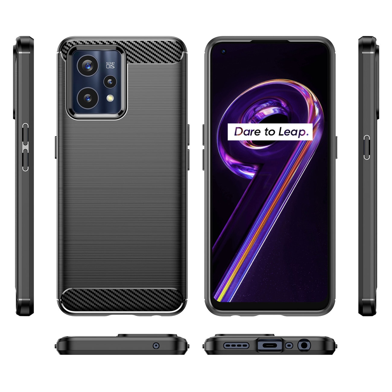 Carcasa Flexible Carbon compatibila cu Realme 9 Pro Plus Black