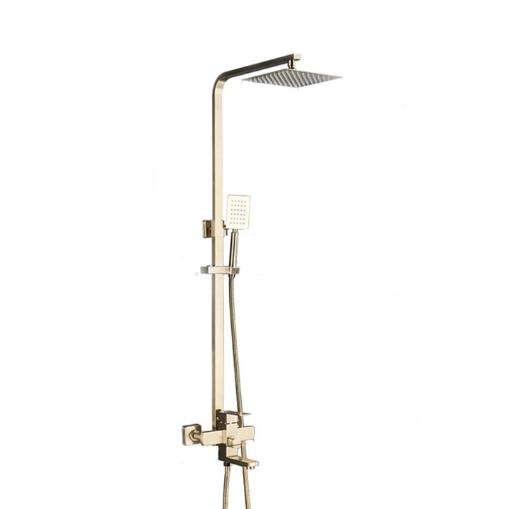 Coloana Dus Premium, model incastrabil, para 30 cm tip ploaie, 3 functii, para si dus mobile, din otel inoxidabil, accesorii instalare incluse, Auriu