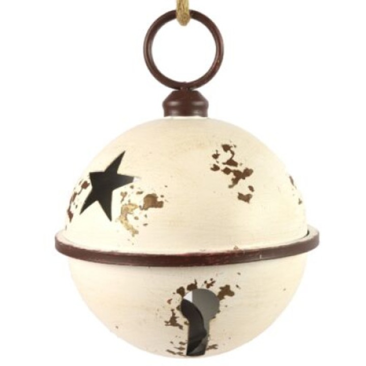 Figurina clopot metalic, vintage, alb, 30 cm