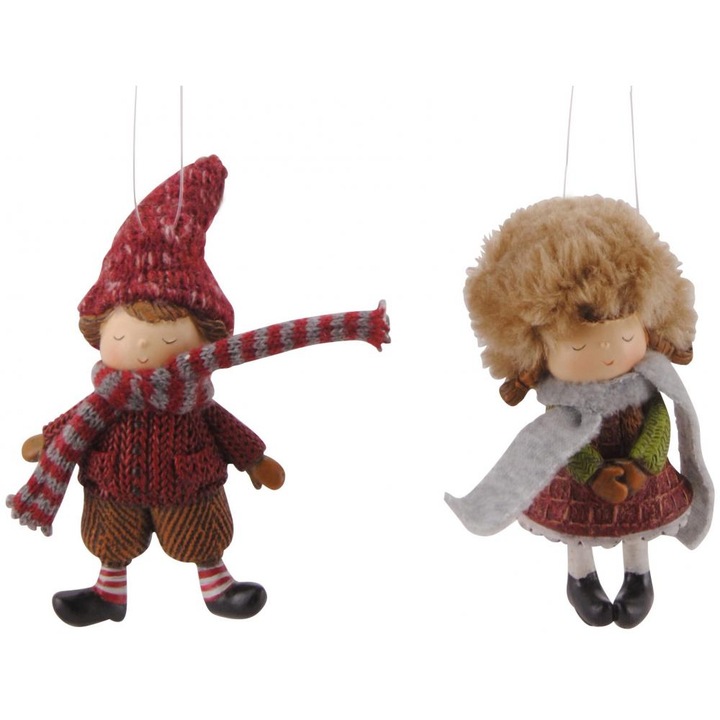 Figurine, Set fetita si baietel, multicolori, 10 cm