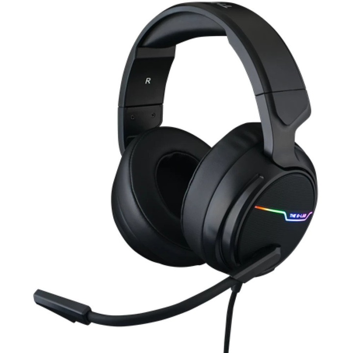 G-Lab Tallium fülre helyezhető játékfejhallgató, 7.1 Surround Sound, 3,5 mm, mikrofon, fekete