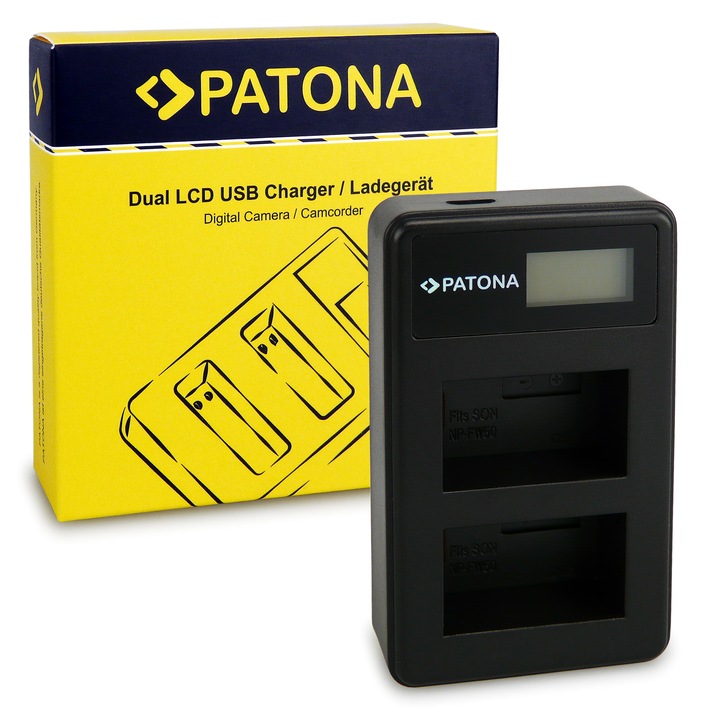 DSLR фотоапарат Patona, USB зарядно, и 2 батерии, за Sony NP-FW50