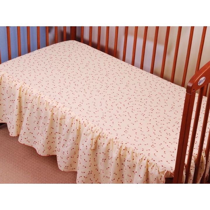 Cearsaf cu volan, GLUCK, Bumbac, 120x60, Burgundy