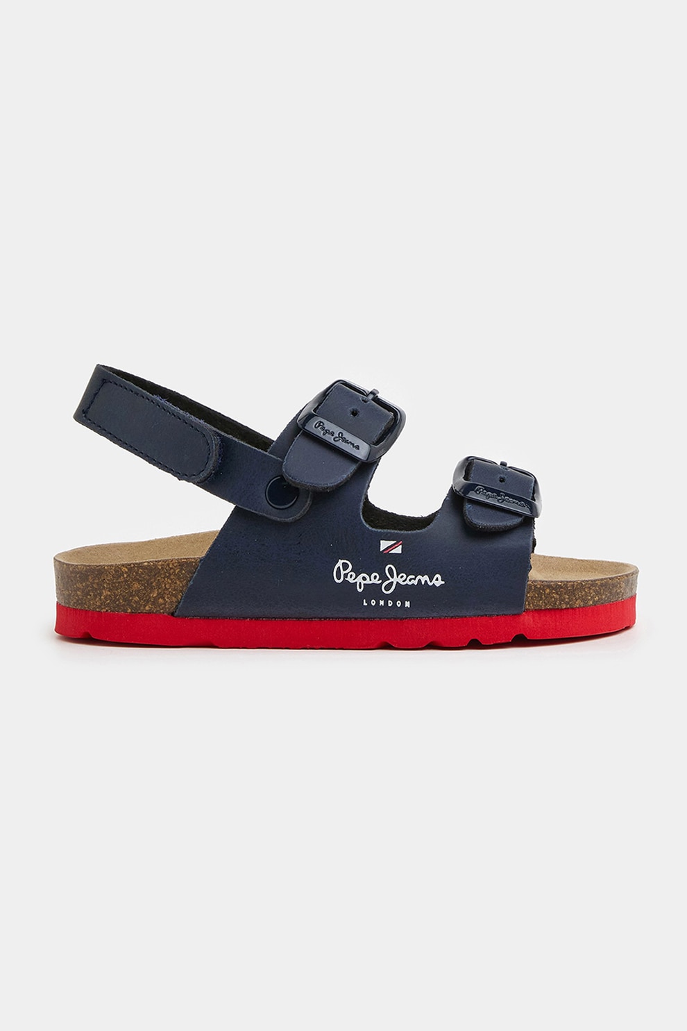 Pepe Jeans London, Sandale de piele ecologica cu barete cu catarama, Albastru marin, 29 EU