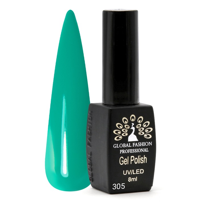 Oja semipermanenta Global Fashion Black Elite 8 ml, Verde 305