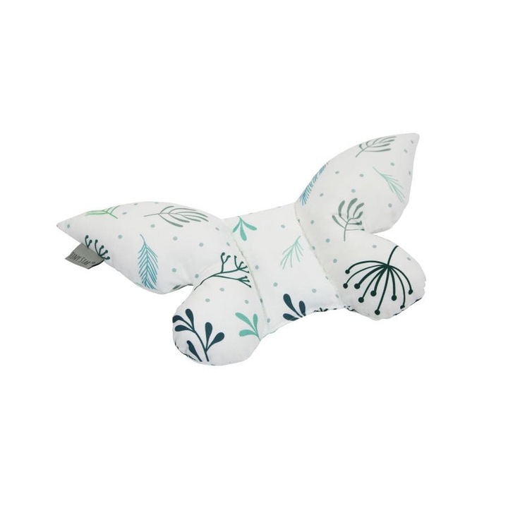Perna tip fluture pentru Carucior, Patut, Leagan, Babynest, Tiny Star Pastel, Alb / Imprimeu flori