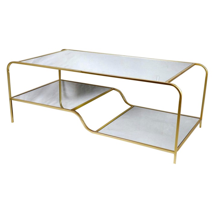 Маса DKD Home Decor Огледало, Златен Метал, Glamour, 120 x 60 x 45 cm