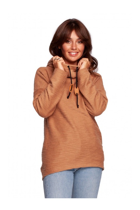 Kapucnis pulóver, pamut/poliészter, fahéjbarna, S