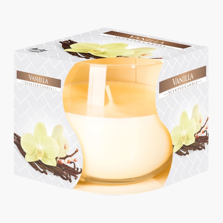 Стъклена свещ Bispol с аромат на ванилия