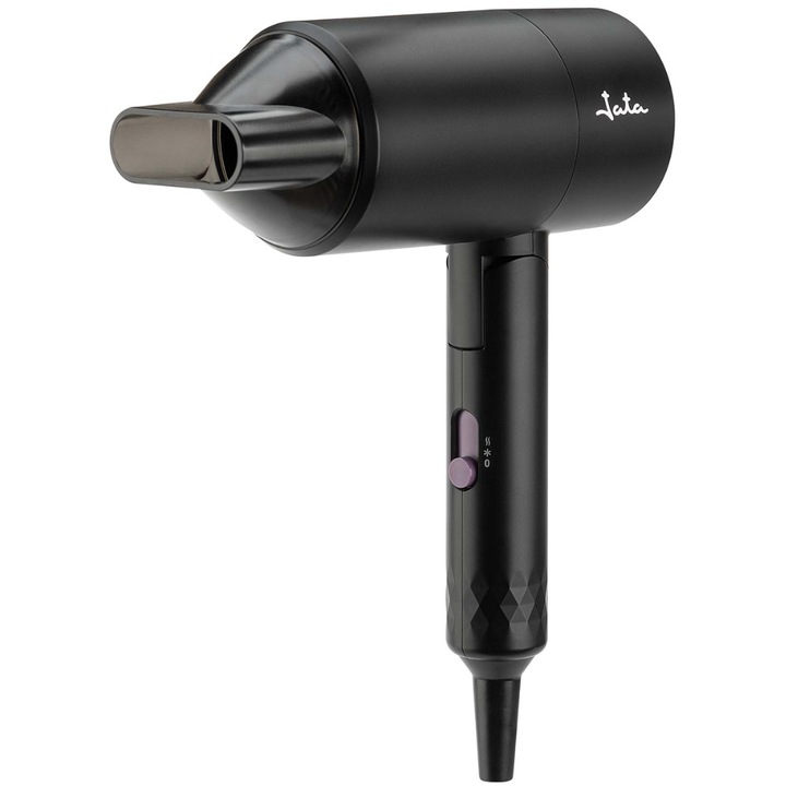 Сешоар със сгъваема дръжка Jata JBSC1430, 2200 W, 3 скорости, Концентратор, Кутия за съхранение, Микрофибърна кърпа, Черен