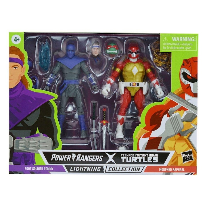 Комплект от 2 екшън фигурки Power Rangers x TMNT: Lightning Collection, Hasbro, 15 см, многоцветни, 4+