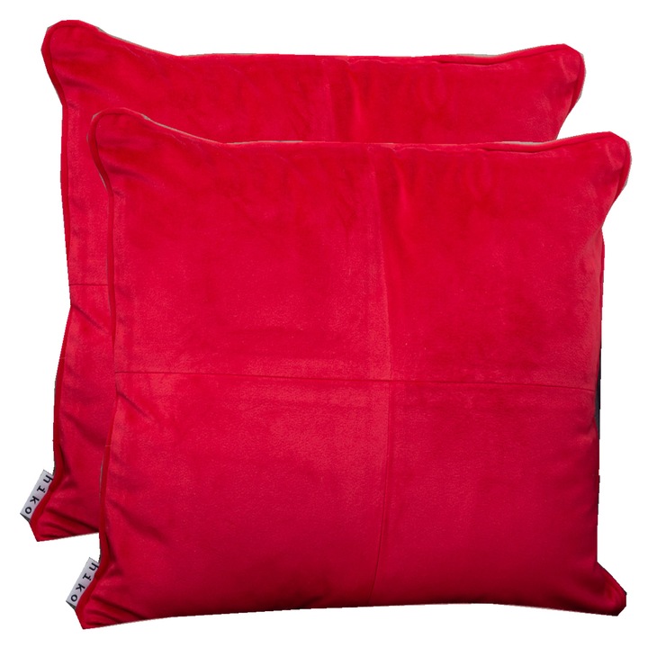 Комплект 2 декоративни възглавници XL Hiko Comfy, Червено кадифе, 2x50x50см, с подвижна предна част и кадифе