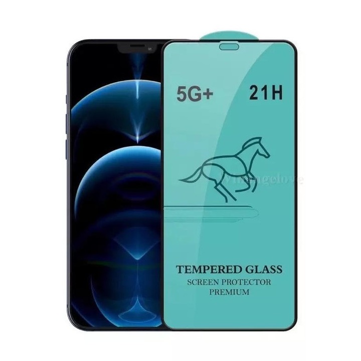 Протектор Full Glue Premium, за iPhone 14 Plus, черен ръб