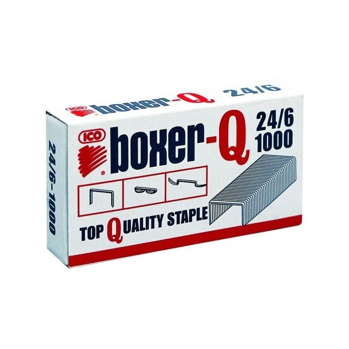 Tűzőkapcsok tűzőgéphez, Ico, Boxer, 24/6, 1000 db, Ezüst