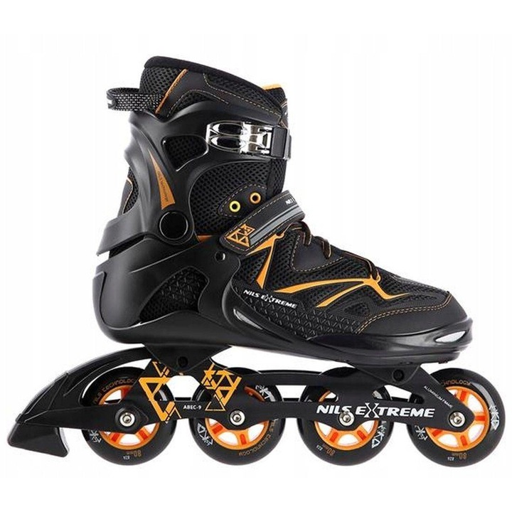 Ролери Nils, NA9022, Алуминий, Средно/Напреднало ниво, Максимално тегло 100 кг, Черни/Оранжеви, 41