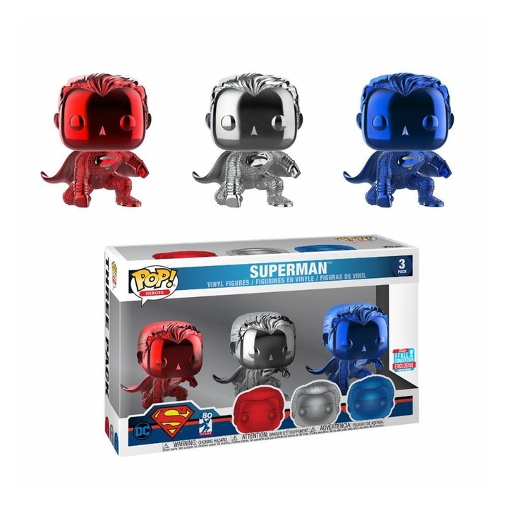 3 figurás készlet DC Heroes: Justice League - Superman, Funko POP, 10 cm, Multicolor