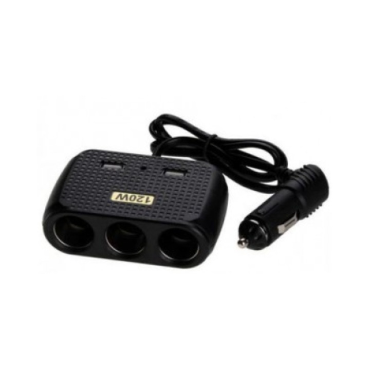 Autós aljzat 12V vagy 24V In-Car 1512 5 bemenettel 120W fekete