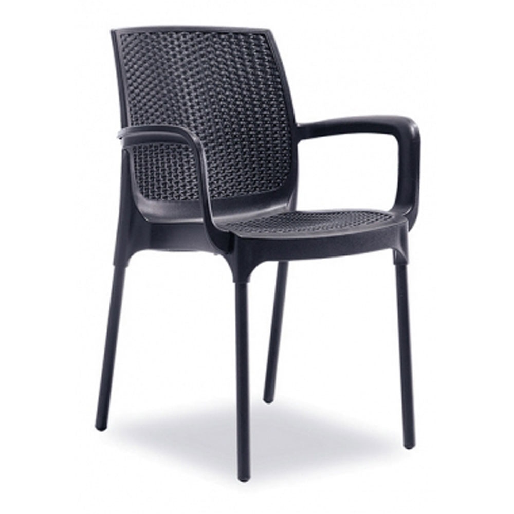 Scaun SUNSET RATTAN cu brate din poli-ratan culoare antracit