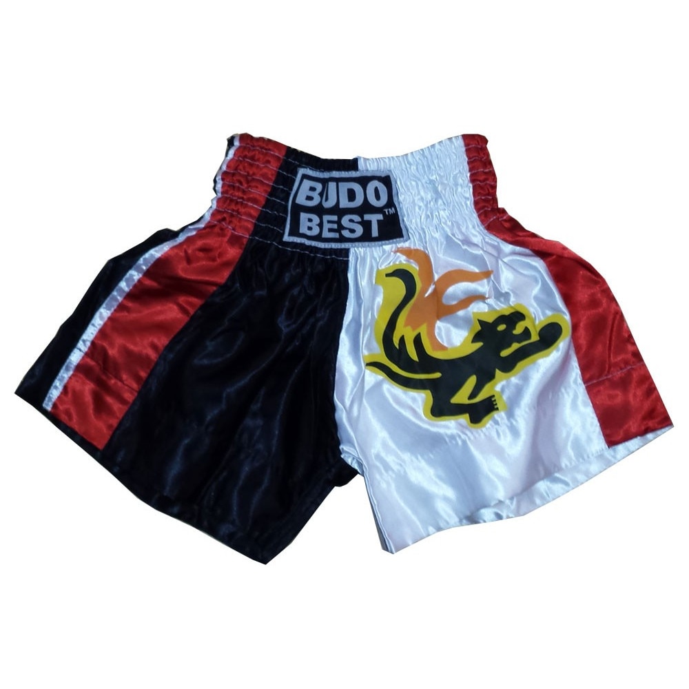 Short MuayThai model S-6, Negru/alb/rosu