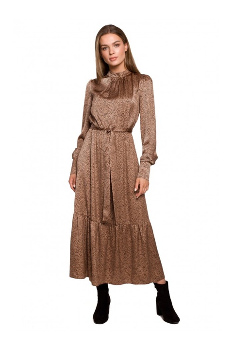 Дамска рокля, Стил, Полиестер, Кафява, 2XL