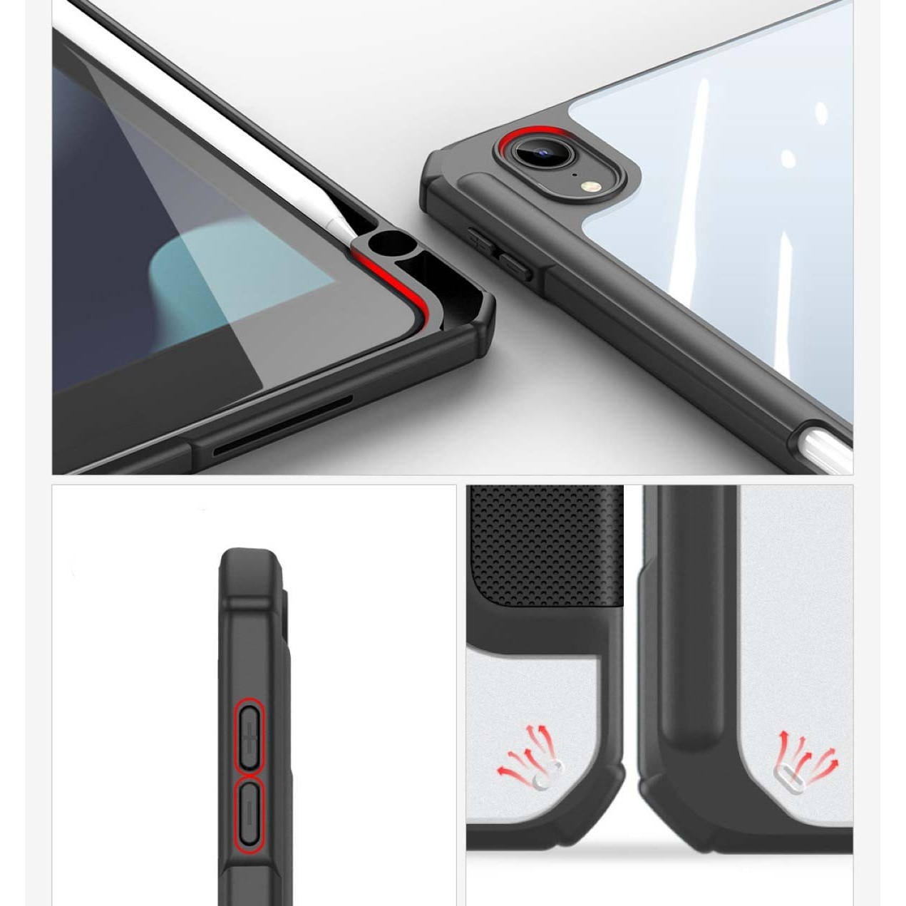 Husa premium Sigloo, pentru tableta iPAD Pro 11, model 2024/2022/2021/2020, 11", interior de piele sintetica, cu suport Smart Pen, Negru