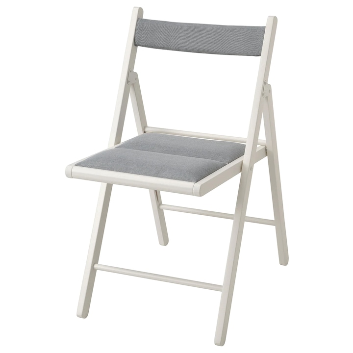 Összecsukható szék, fehér, párnázott ülés és háttámla, 78 cm